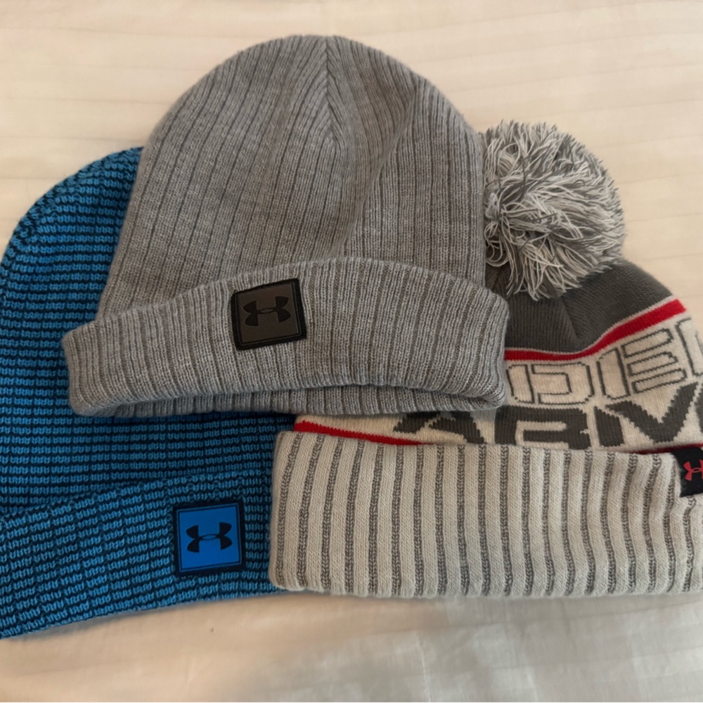 Under Armour Kids' Beanie Trio with North Face gloves and Gordini Gloves